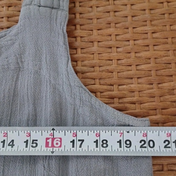 OH MY GAUZE! Gray Linen Blend Midi Dress Tank Straps Casual Size 2 L